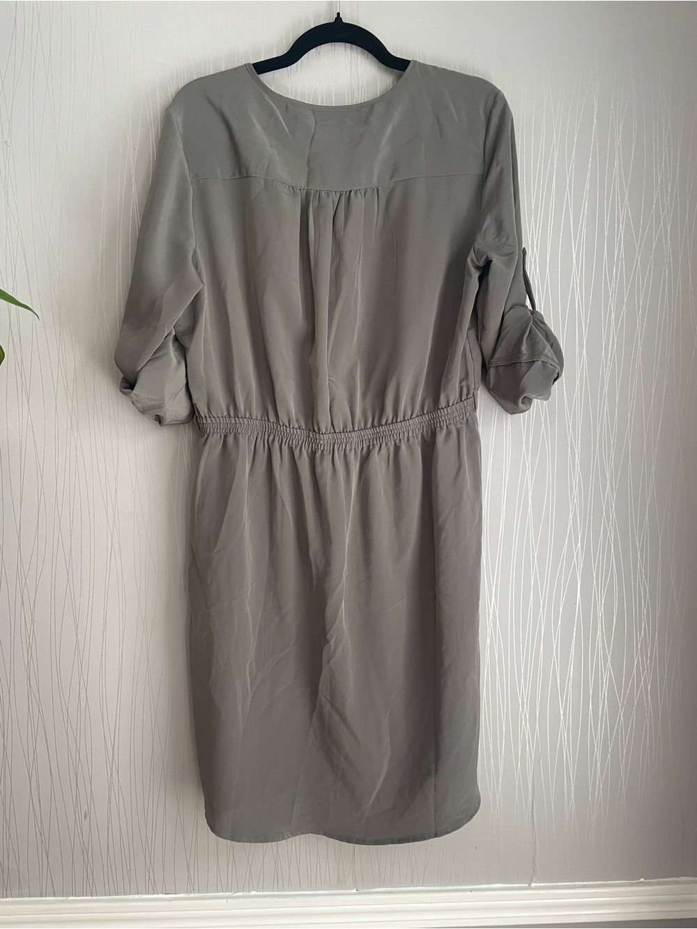 Mossimo Olive Green Utility Shirt Dress Women’s Size Large Roll Tab Sleeve - Picture 6 of 8